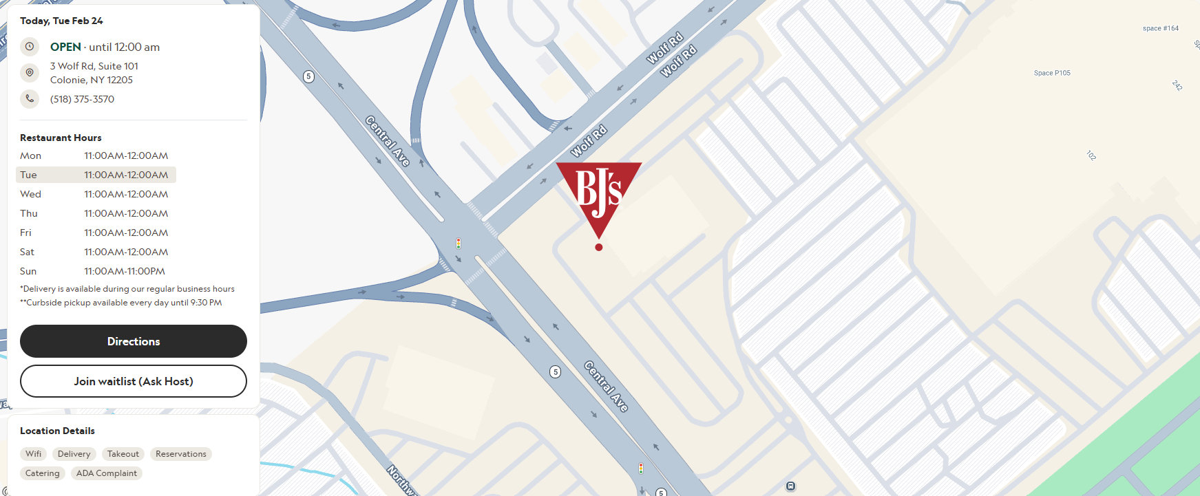 BJs brewhouse map